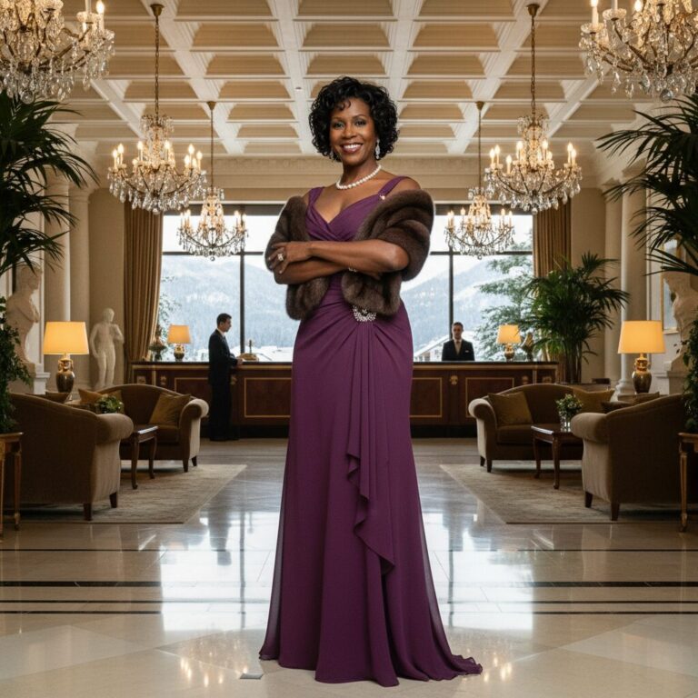 라스트 홀리데이 영화 주인공 조지아가 호텔 로비에 당당하게 서 있는 모습