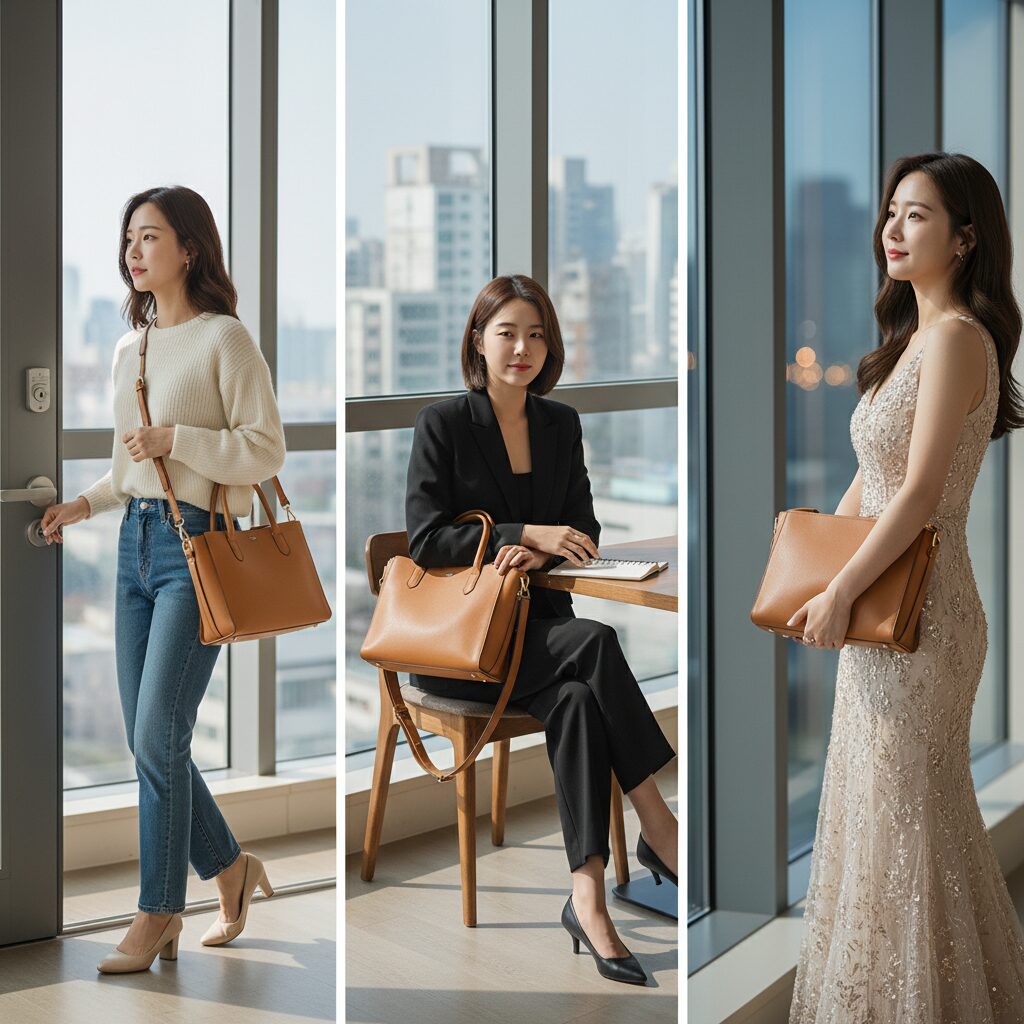 하나의 가방으로 숄더백 토트백 클러치백 연출 방법