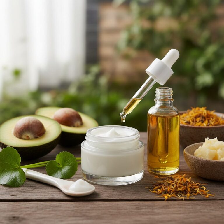 피부 장벽 강화 보습 크림과 식물성 오일 사진