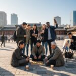 클래식한 디자인의 가죽 가방 세부 모습과 수납공간
