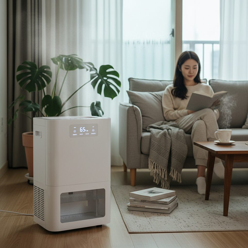 실내에서 사용 중인 제습기