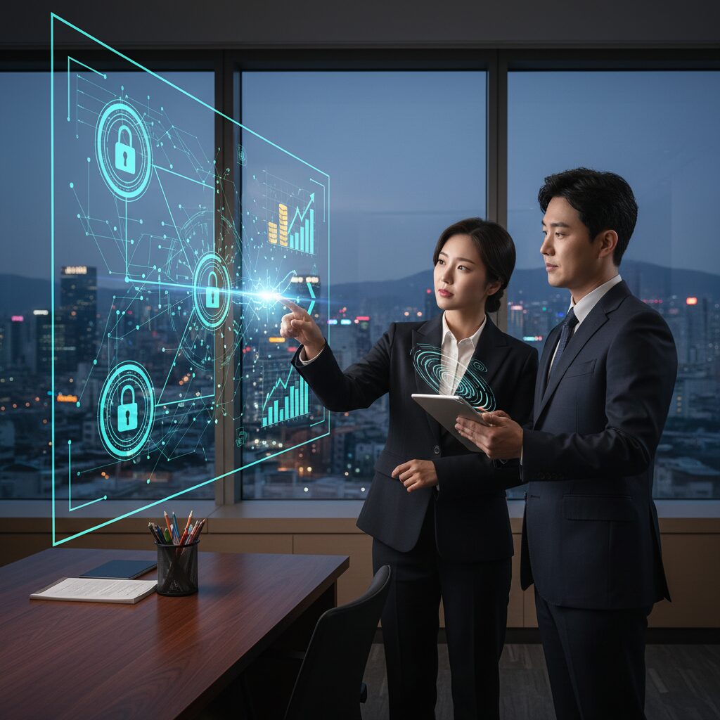 디지털 보안과 투자 연결 개념 이미지