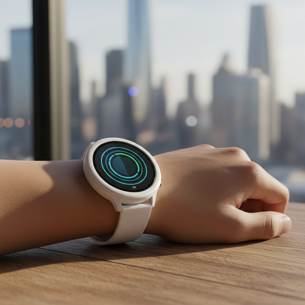 갤럭시 워치 FE 흰색 원형 디자인 컨셉 이미지