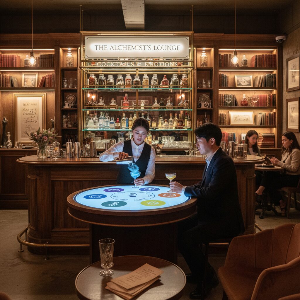 감정을 선택하면 맞춤 칵테일을 만들어주는 글래스 앤 워즈 바 내부