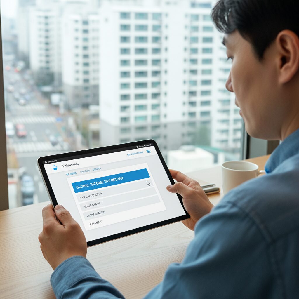 홈택스 화면에서 종합소득세 신고 메뉴 확인하는 모습