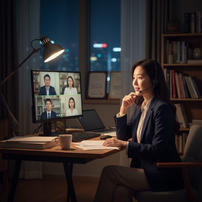 야간대학원 면접을 보는 직장인 여성