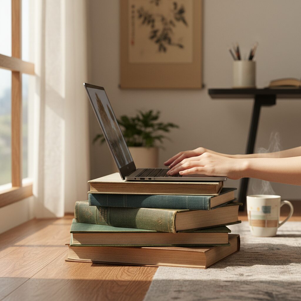 얇은 디자인의 삼성 갤럭시 북6 노트북이 책 위에 놓여 있음