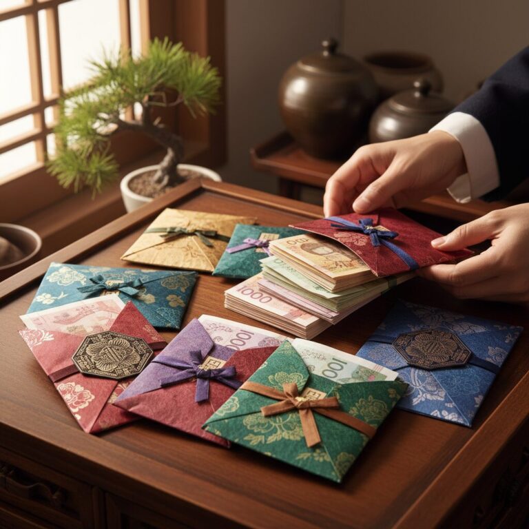 완성된 예쁜 설날 용돈 봉투 여러 개