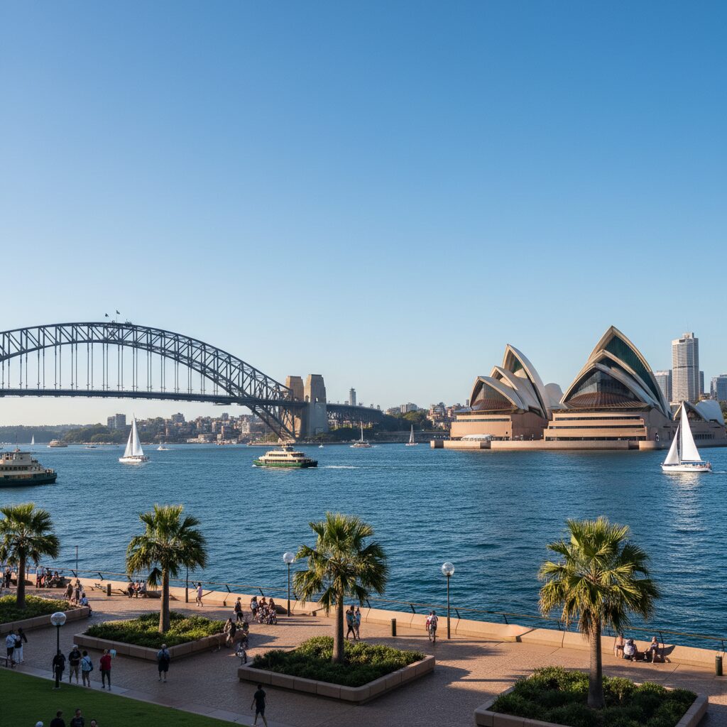호주 시드니 오페라 하우스와 하버 브리지 풍경