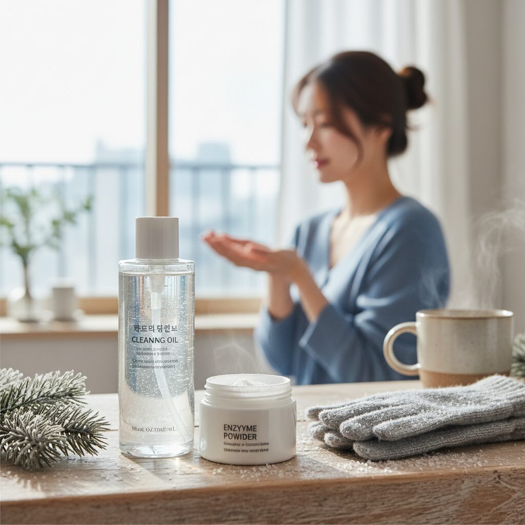겨울철 부드러운 클렌징 오일과 효소 파우더 사진