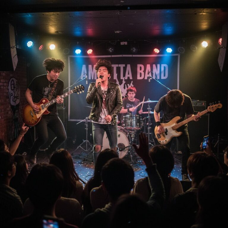 아묻따 밴드가 무대 위에서 열정적으로 공연하는 모습