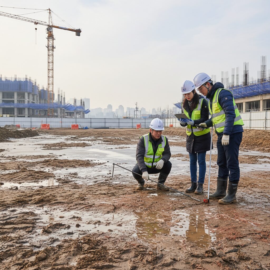 해빙기 건설현장 지반 점검 모습