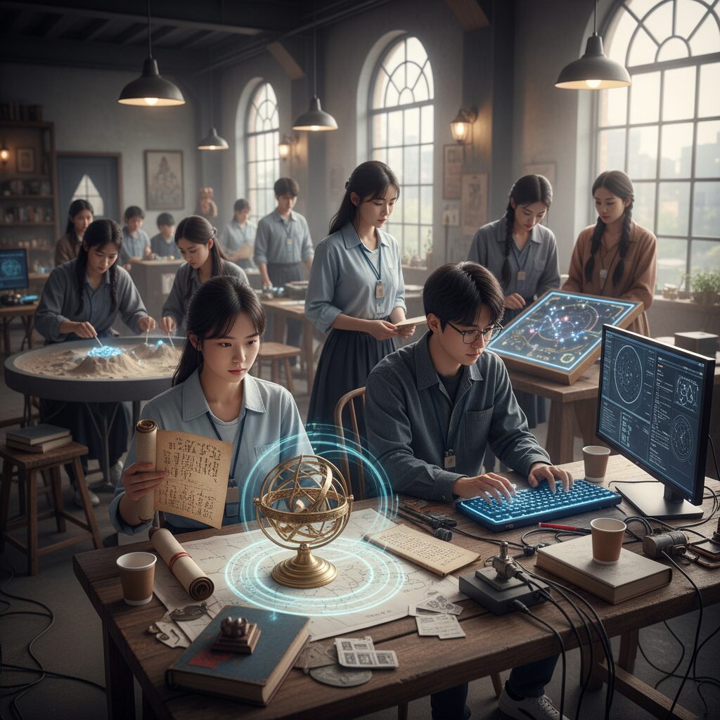 운명전쟁49에 출연하는 다양한 분야의 젊은 운명술사들이 집중하며 미션을 수행하는 모습