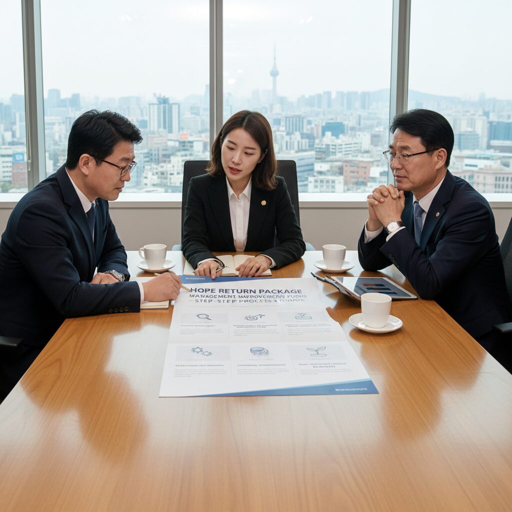 희망리턴패키지 경영개선 지원금 단계별 진행 과정 안내