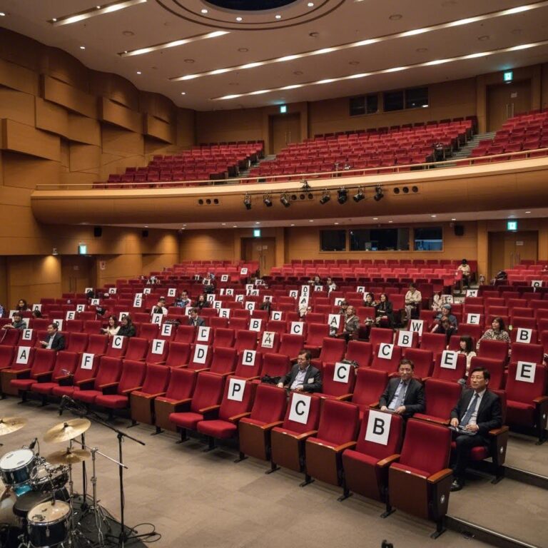 KBS홀 내부 가요무대 방청 객석 배치도로 1층과 2층 좌석 구역을 보여줌