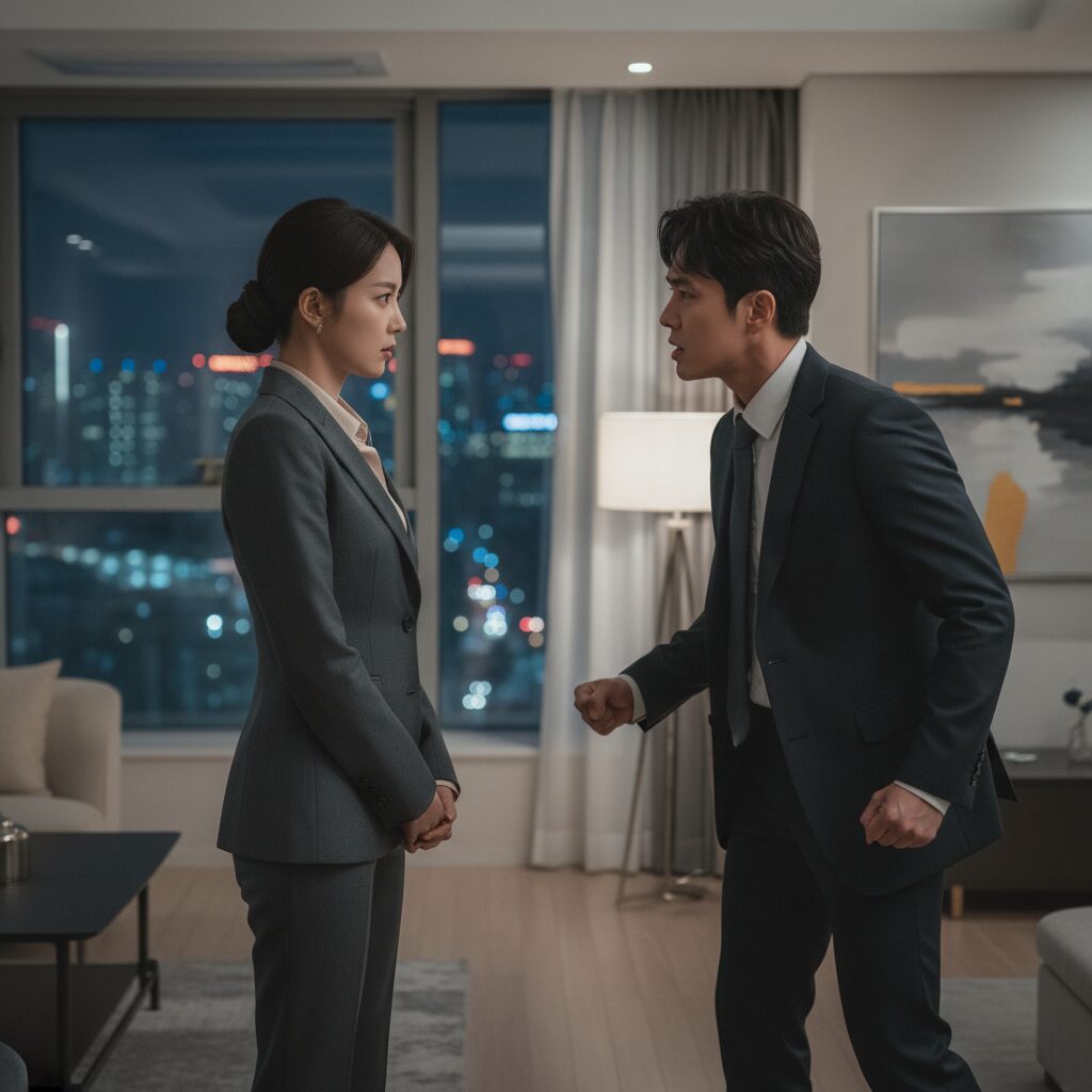 레이디 두아 주연 신혜선과 이준혁의 대립 구도 스틸 컷