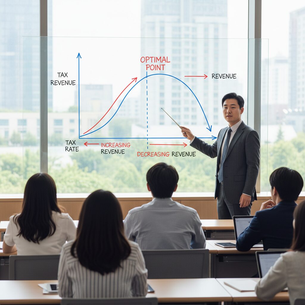 래퍼 곡선 그래프 세율과 세수 관계 경제학 개념도