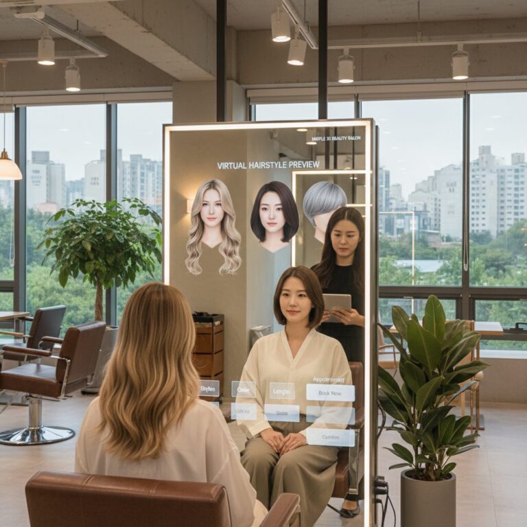 메이플자이 뷰티살롱에서 다양한 헤어스타일 미리보기 화면