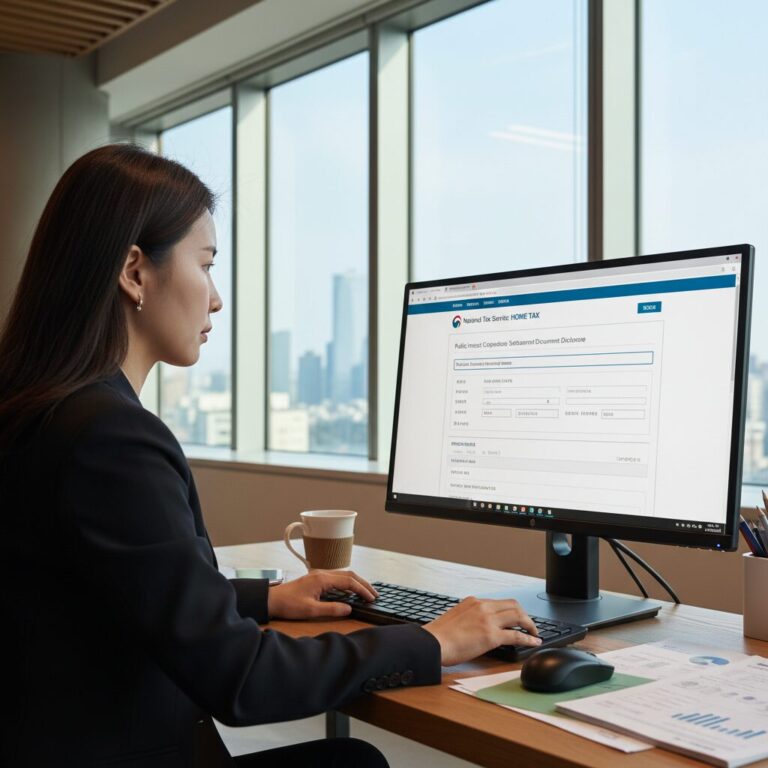 국세청 홈택스에서 공익법인 결산서류 공시를 진행하는 모습