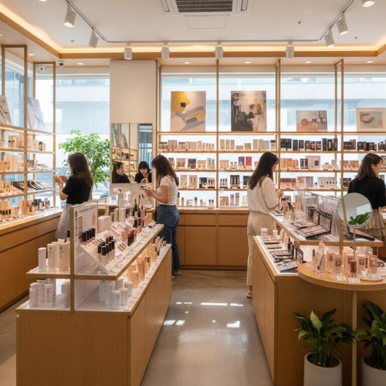 오프뷰티 매장 내부의 다양한 화장품이 진열된 모습