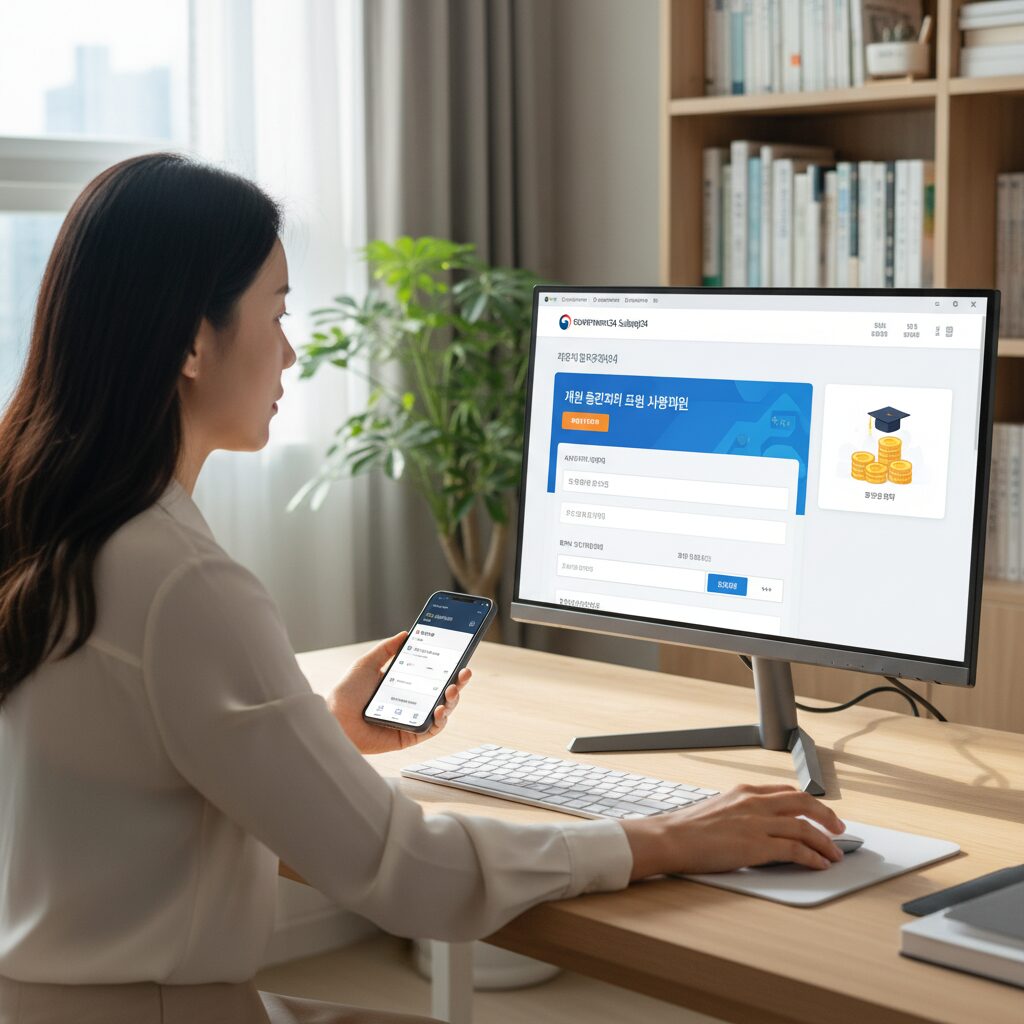 입학축하금 온라인 신청을 위한 정부24 보조금24 화면 예시