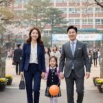 학부모 입학식 패션 스타일링 쉽게 따라하기 아이와 함께한 입학식에서의 단정한 학부모 패션 코디 예시