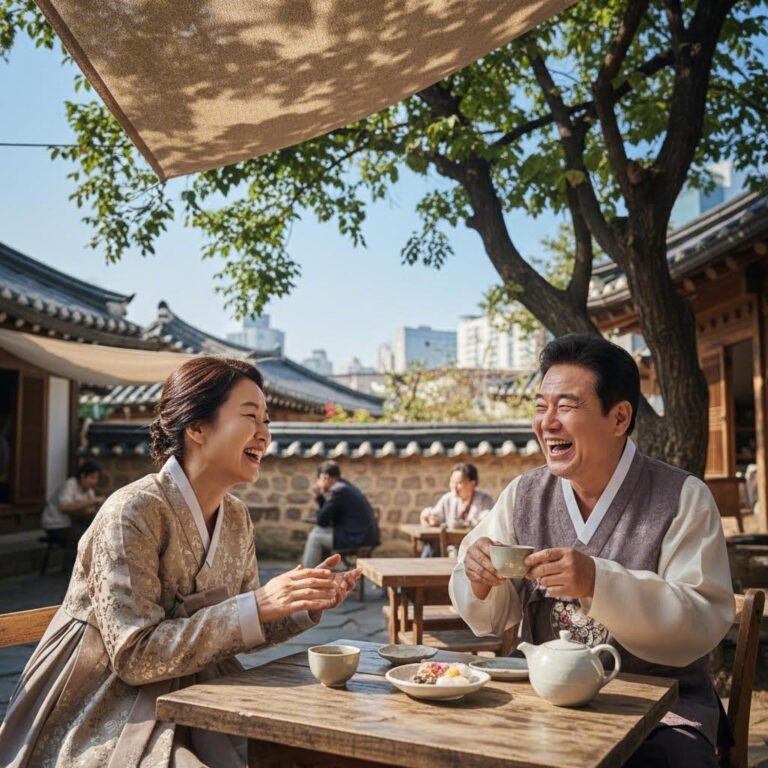 배우 박은수와 임현식이 오랜만에 만나 웃으며 이야기 나누는 모습