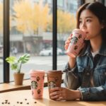 스타벅스 베이프 베이비 마일로 리유저블컵 핑크색과 브라운색 실물 사진