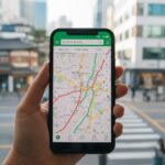 스마트폰 화면에 표시된 네이버 지도 어플리케이션의 실시간 교통정보와 CCTV 아이콘