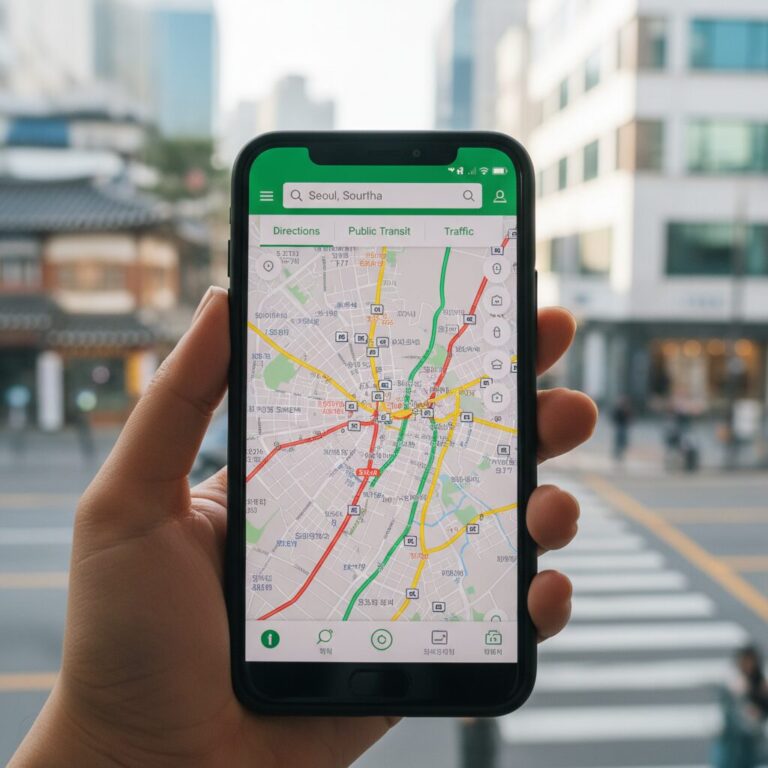 스마트폰 화면에 표시된 네이버 지도 어플리케이션의 실시간 교통정보와 CCTV 아이콘