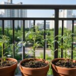 방울토마토 키우기 봄에 시작하는 완벽한 방법 화분에 심겨진 건강한 방울토마토 모종 여러 개