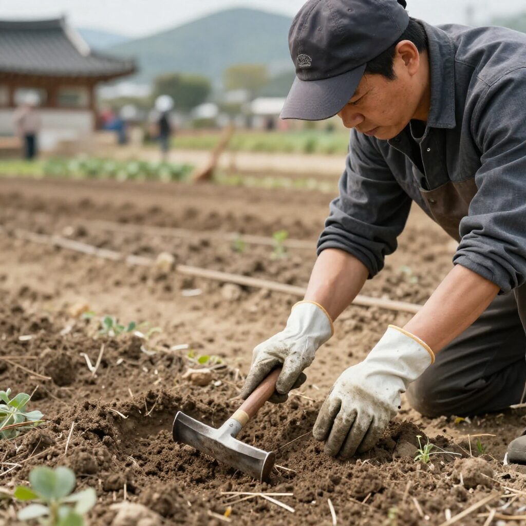 초보농부의 텃밭 가꾸기 준비물 호미와 장갑
