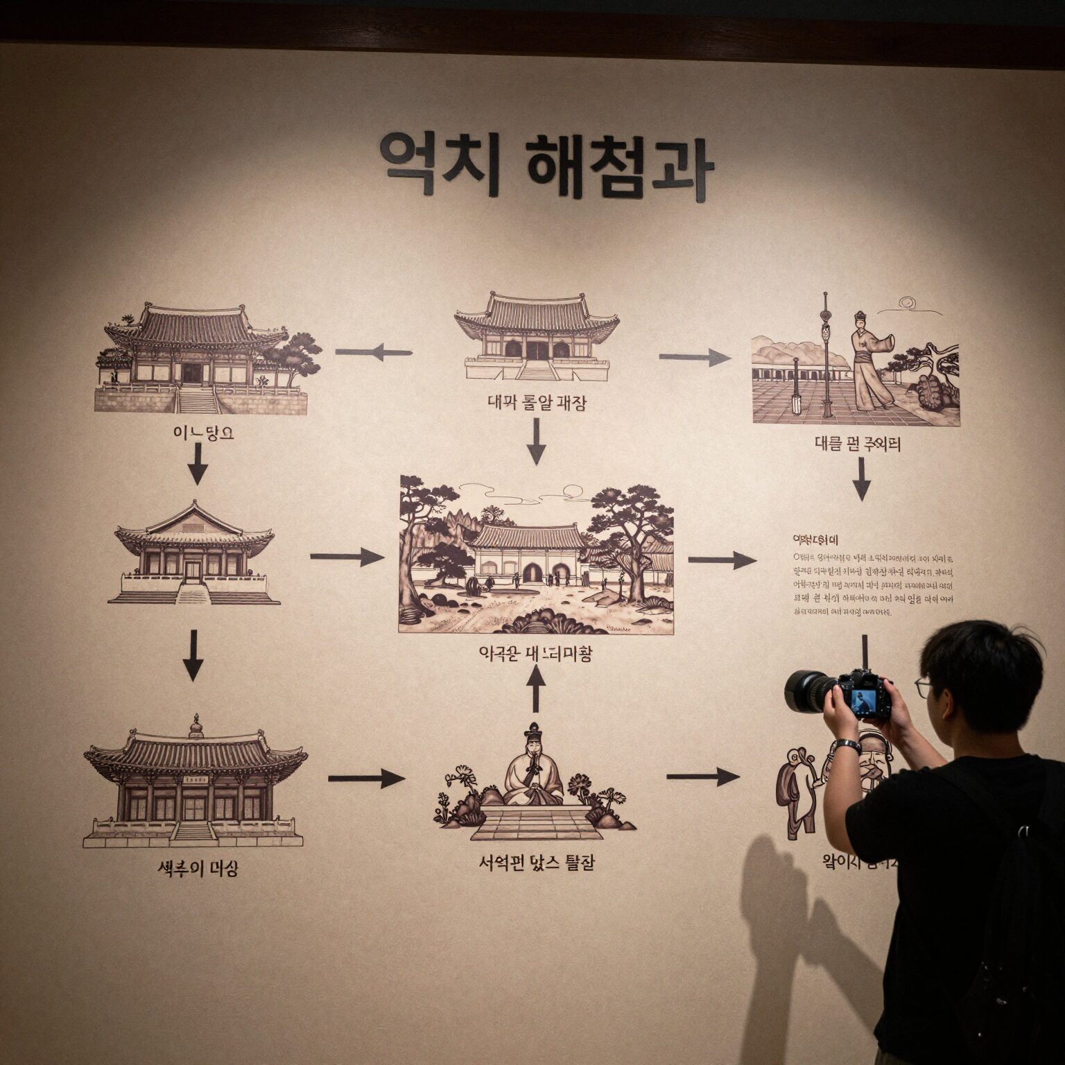 역사 해석 과정을 나타낸 다이어그램 다양한 관점에서 같은 사건이 다른 의미로 읽힐 수 있음을 보여줌