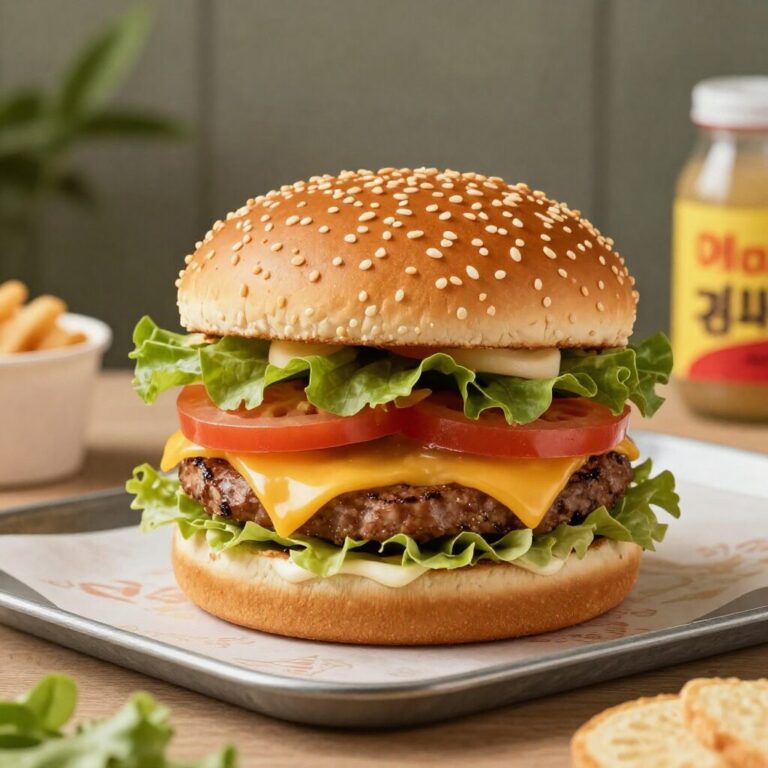 맥도날드 투움바 버거와 해피스낵 봄 메뉴가 있는 테이블