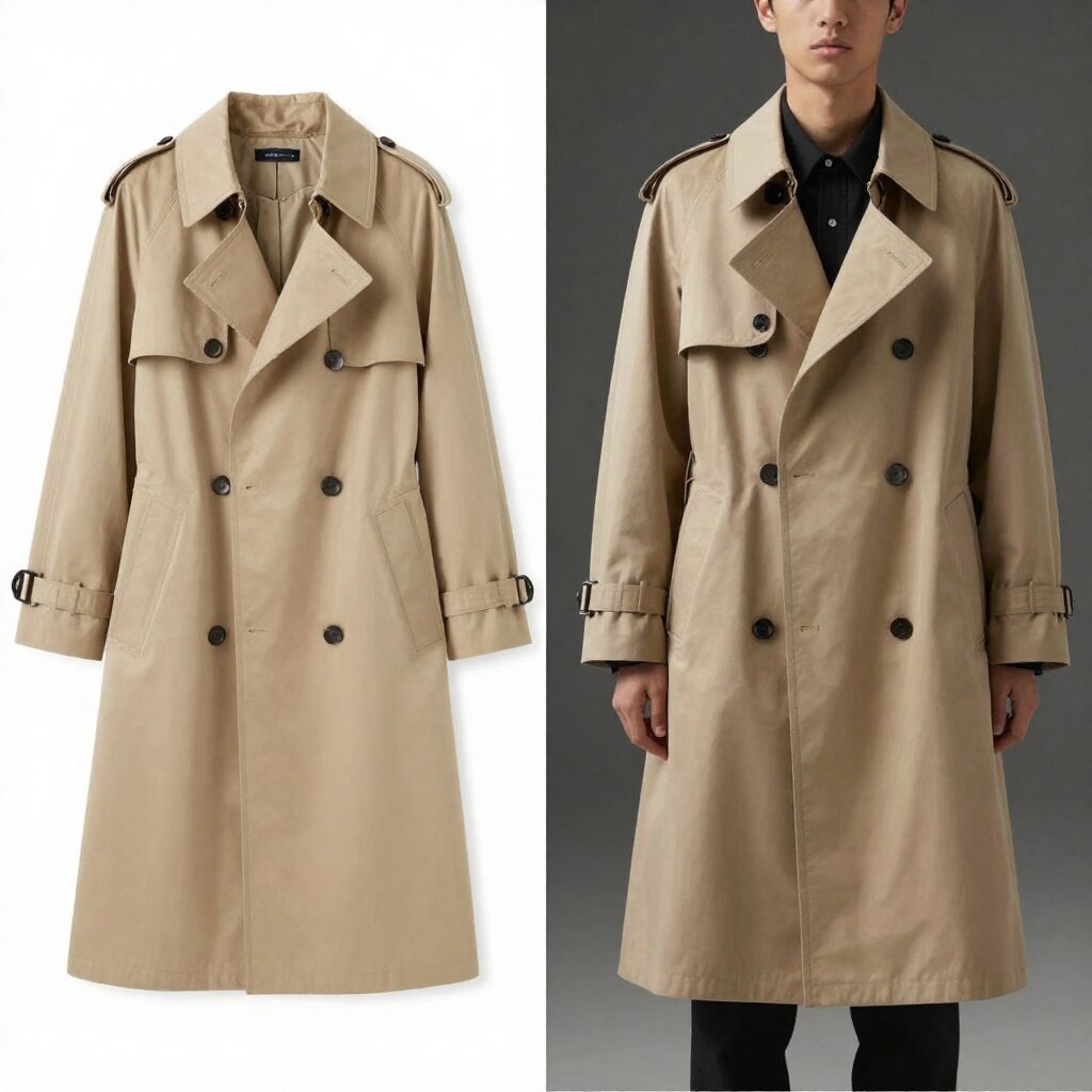 SJSJ 트렌치코트와 다른 브랜드 트렌치코트 실루엣 비교