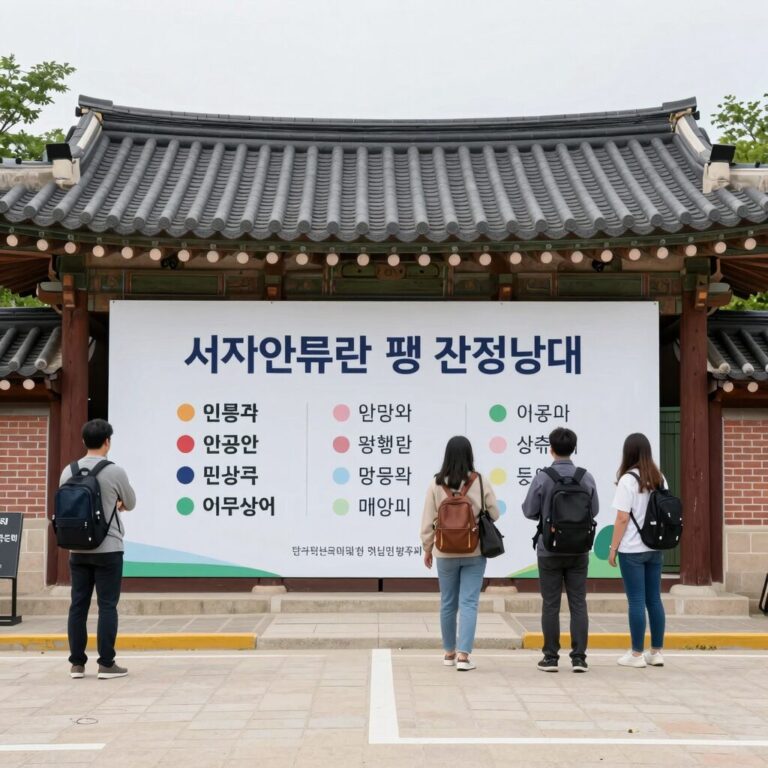 서울어린이대공원 정문 무료 입장 안내판과 나들이객들