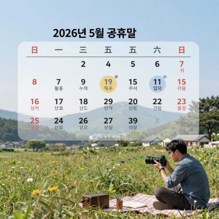 2026년 5월 달력에 표시된 노동절 공휴일과 황금연휴 구간