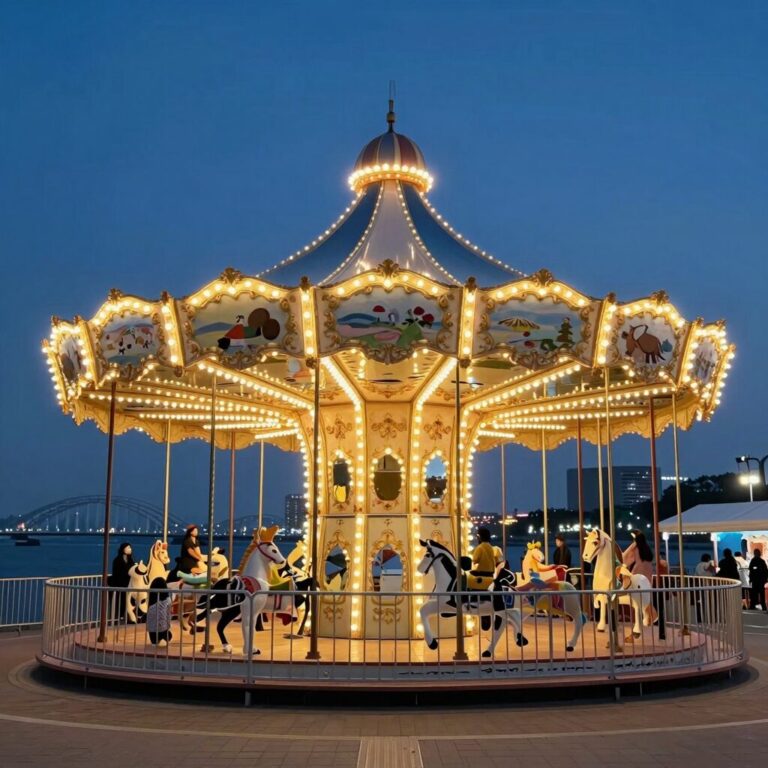 2026 서울스프링페스티벌 여의도 한강공원의 동화 같은 회전목마 야경