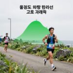 울릉도 마라톤 하프코스 고도 그래프, 급격한 오르막을 보여줌
