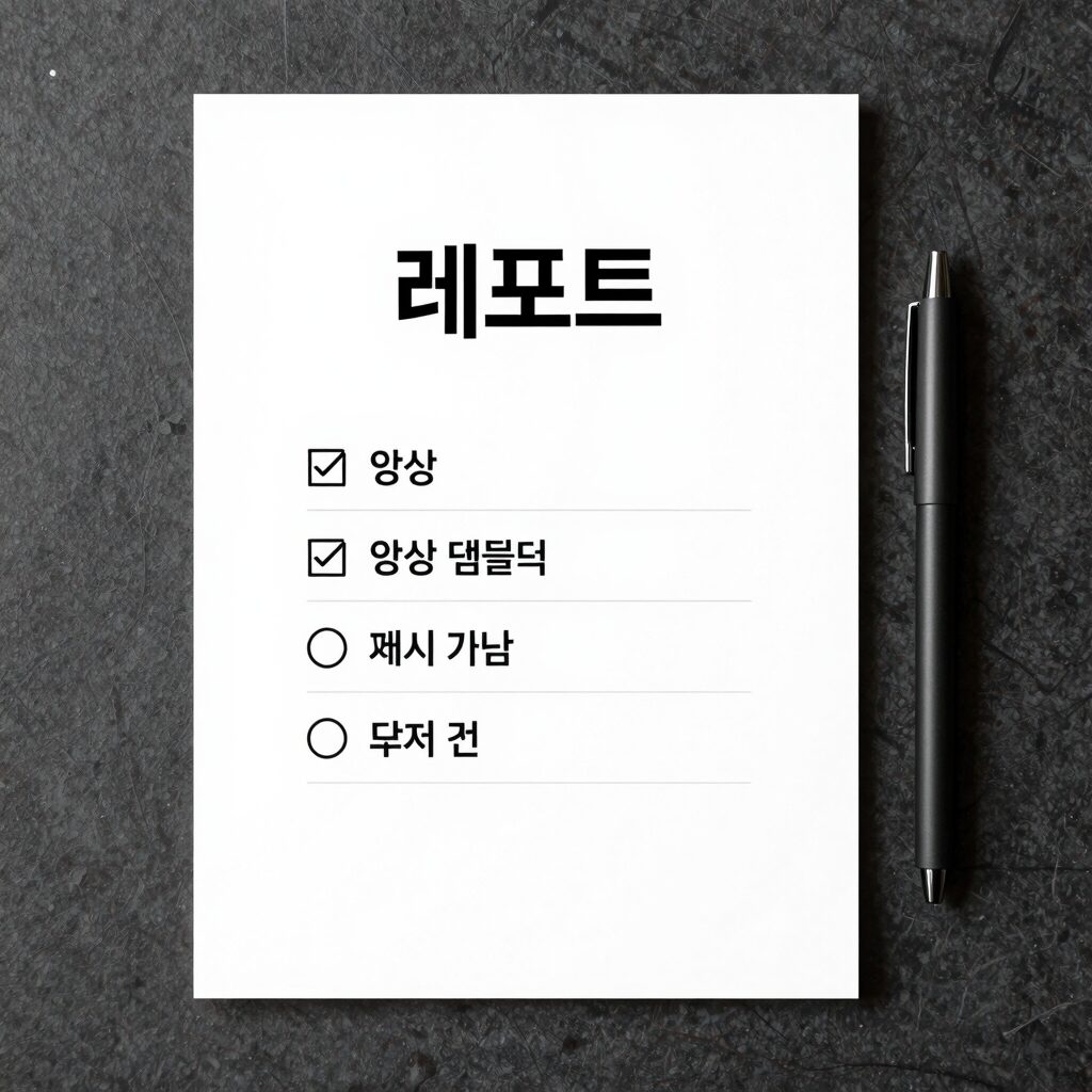레포트 표지 양식 템플릿 예시, 깔끔한 디자인과 주요 항목 배치를 보여주는 이미지