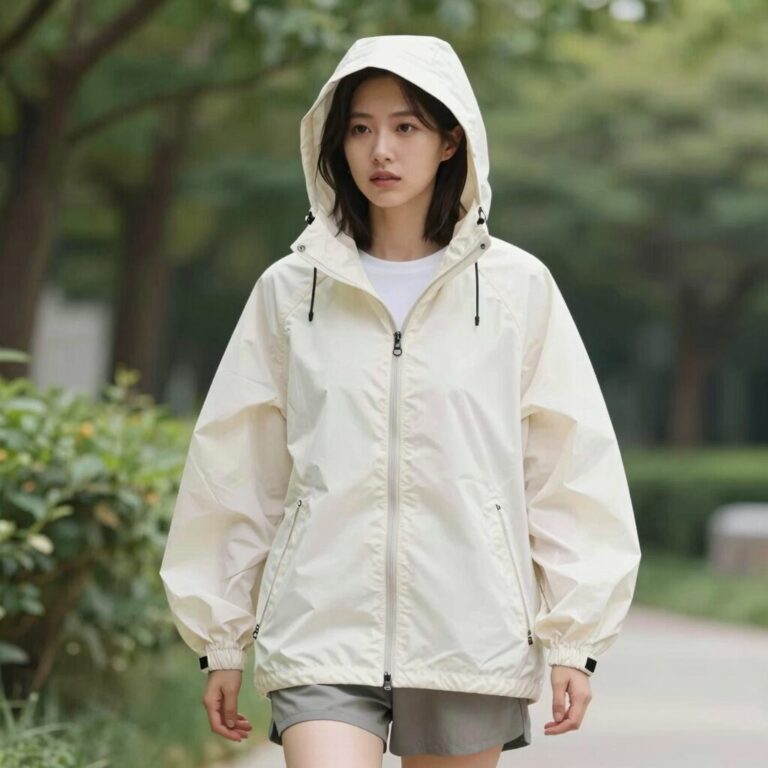 여성 여름 바람막이 크롭 오버핏 착용 사진